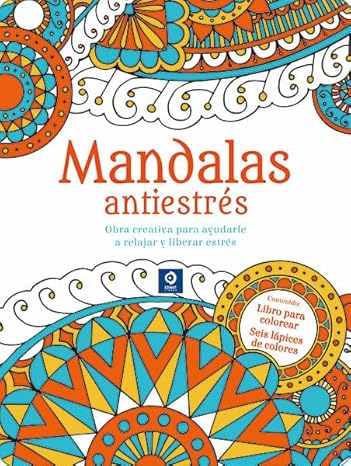 MANDALAS ANTIESTRES CON LIBRO PARA COLOREAR Y SEIS LAPICES DE COLORES